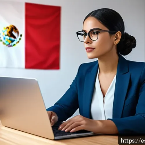 Home 33 DID 기반의 신원 인증 시스템 설계 - A modern digital workspace showing a young Hispanic professional woman confidently managing her dece...